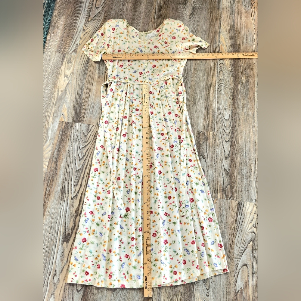 Floral Cream Maxi Dress with Side Ties - Picture 14 of 14
